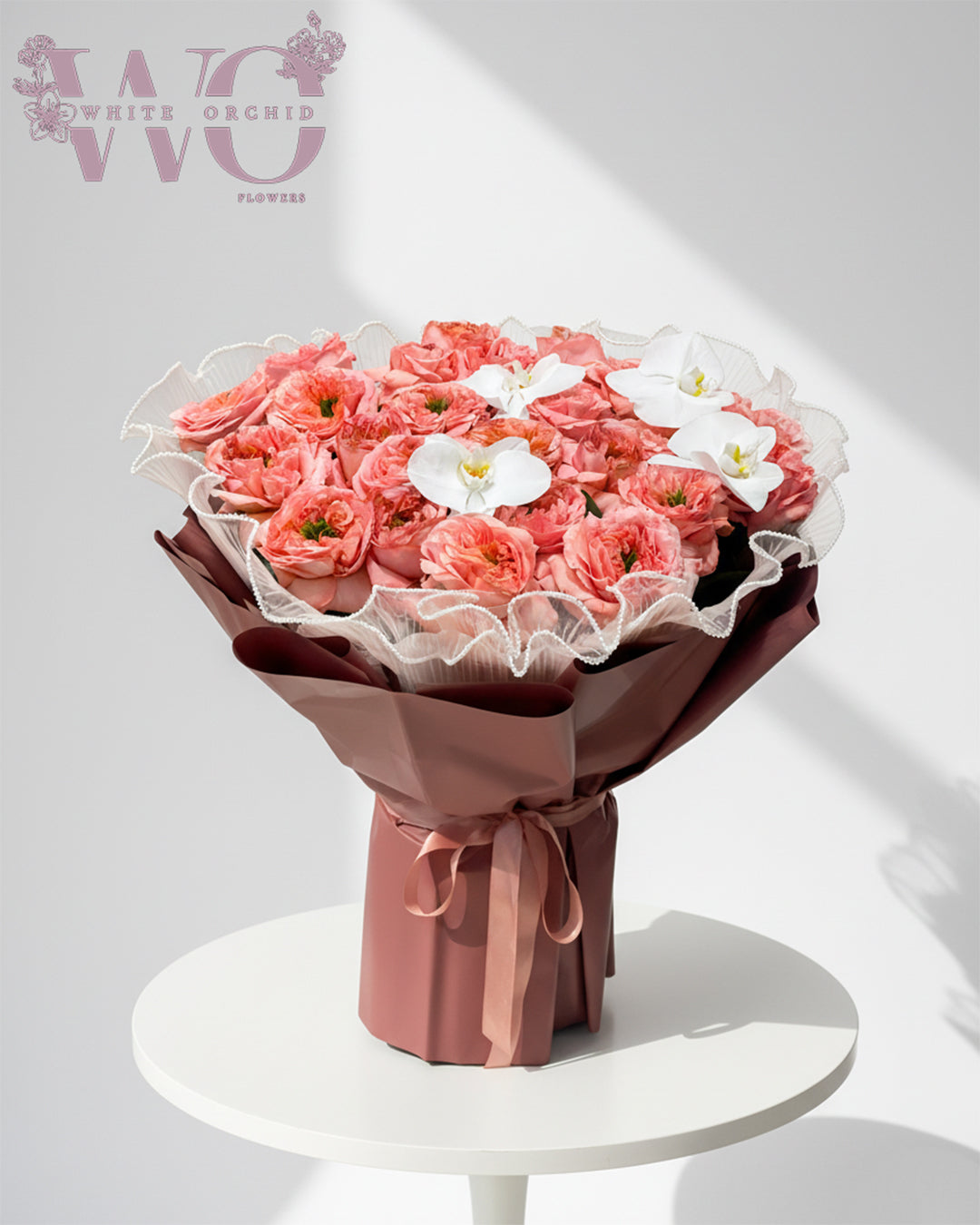 Mandarin Expression rose bouquet made with natural premium roses by White Orchid Flowers – elegant floral arrangement with delivery across all UAE