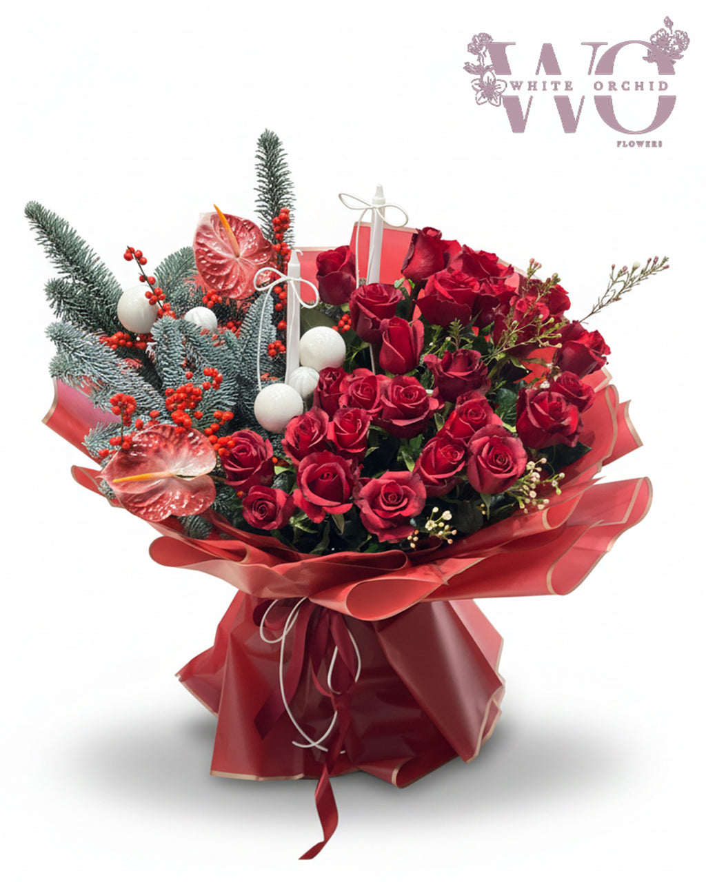 Winter season natural flower bouquet by White Orchid Flowers – fresh seasonal flowers with delivery across all UAE.