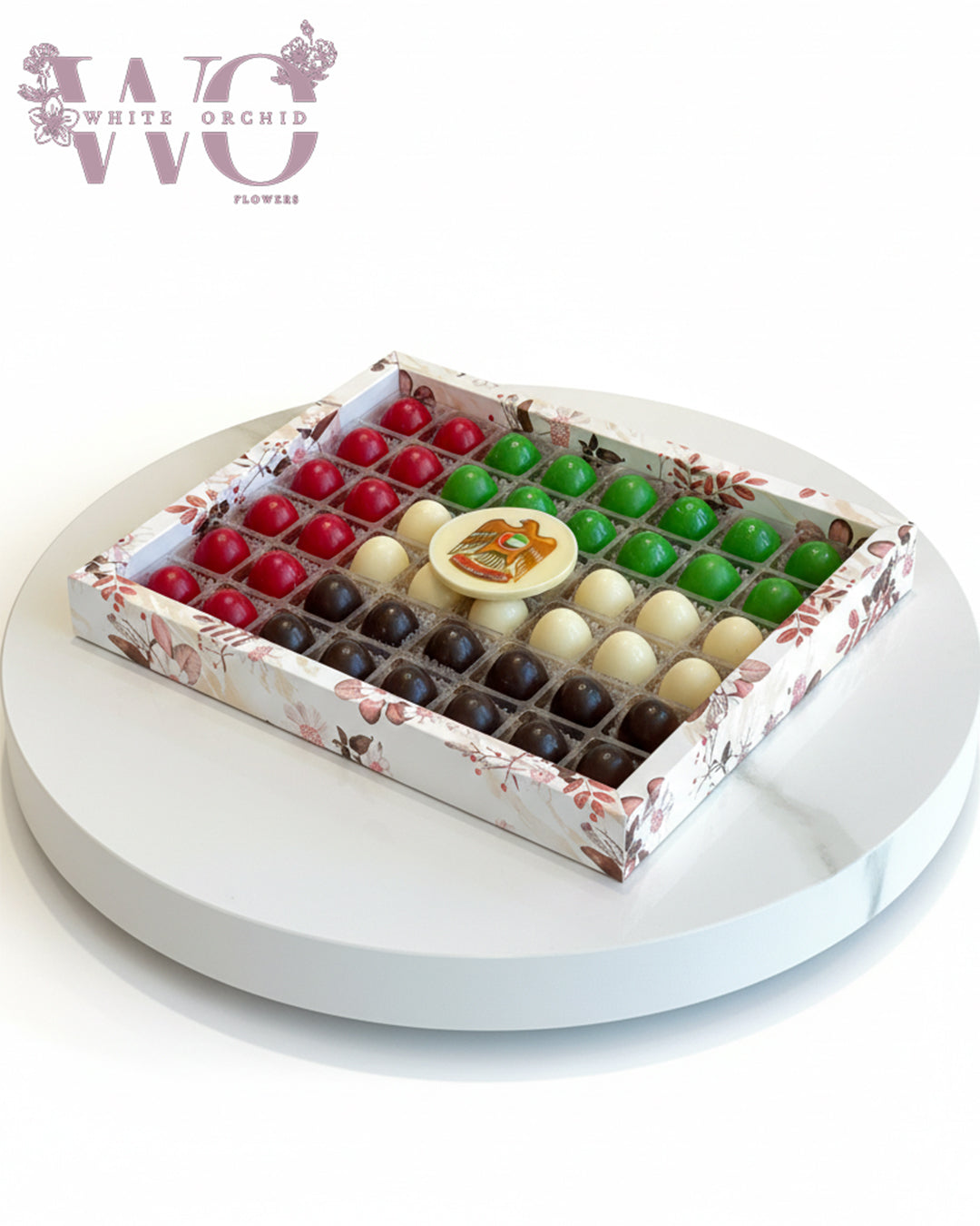 UAE Union Day chocolate box by White Orchid Flowers – premium themed chocolate gift with delivery across all UAE.