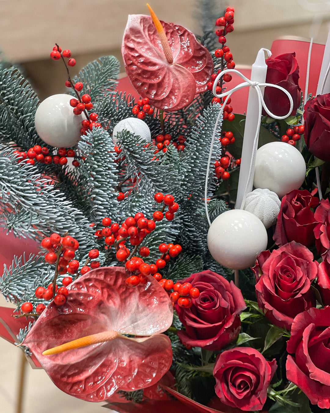 Winter Season Natural Flower Bouquet – White Orchid Flowers