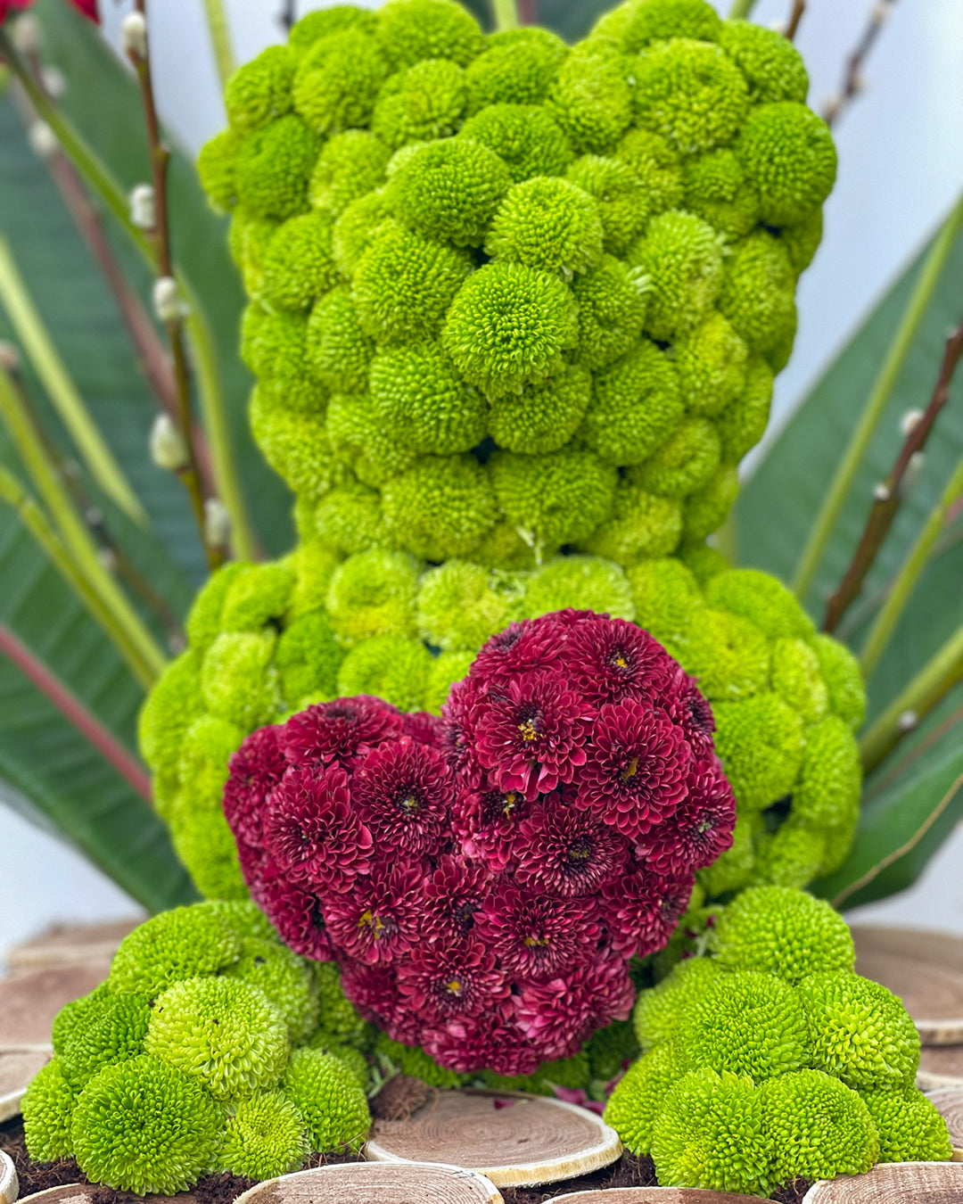 Valentine Teddy Bear Flower Bouquet – White Orchid Flowers