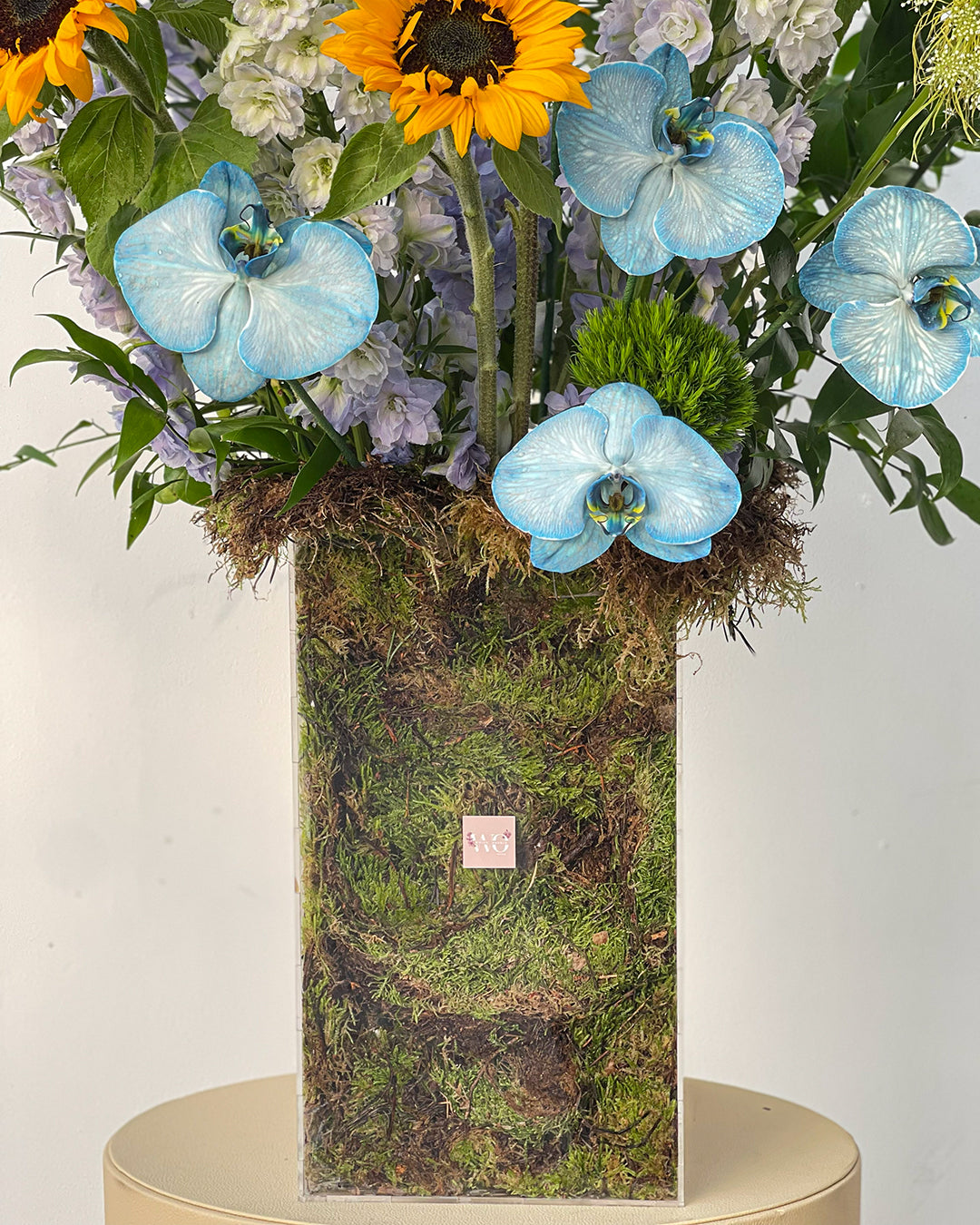 Sunflower Vase Arrangement – White Orchid Flowers Sharjah